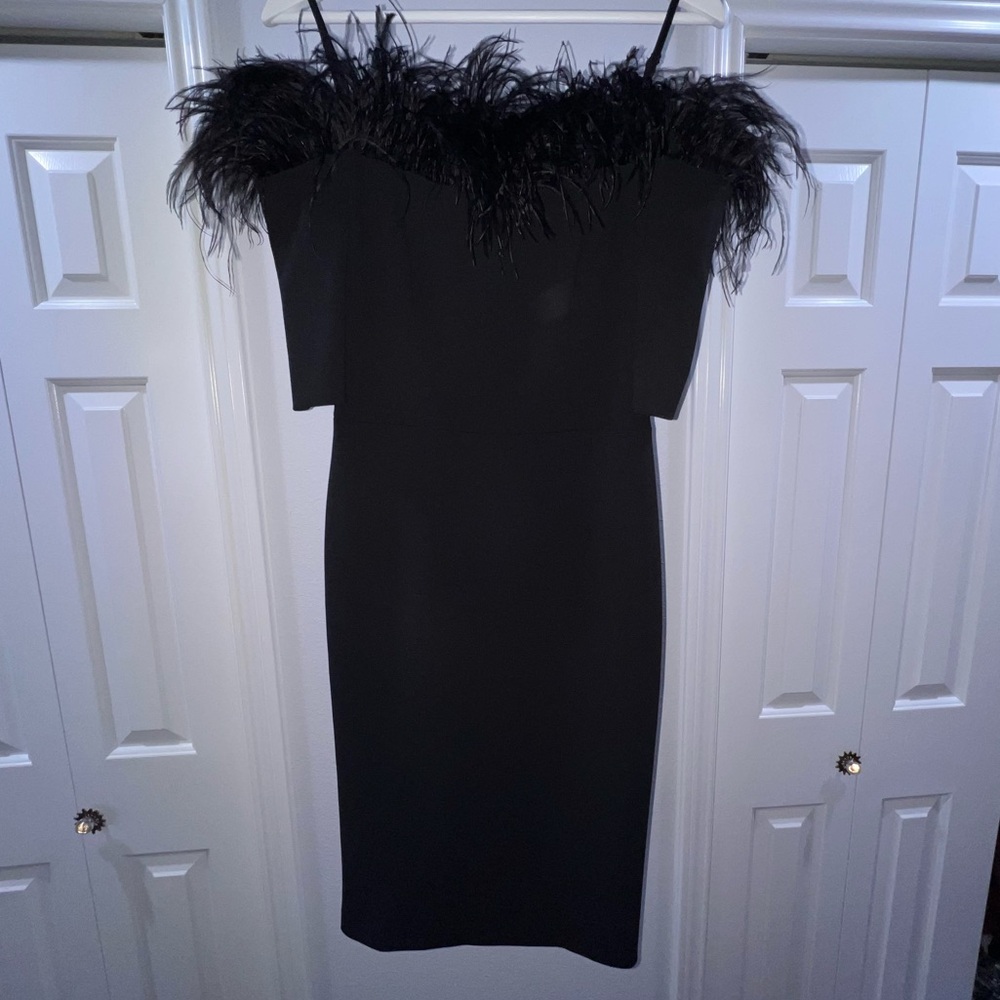 Black feather Calvin Klein dress